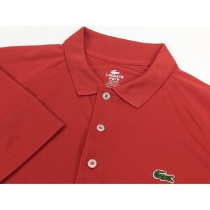 Lacoste Sport Polo Shirt Red Mens LG Size 5 Performance Stretch Croc Logo